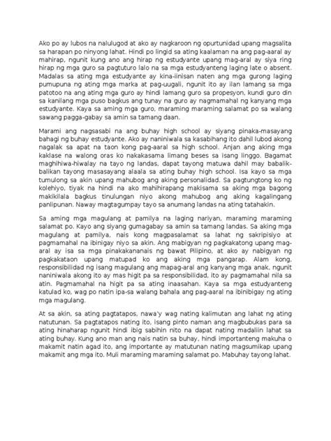 barangay kagawad speech tagalog sample|Speech .